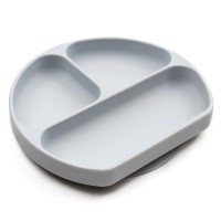 Bumkins 儿童餐盘分格吸盘碗 - 容量大 吸力大 - 灰色
